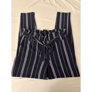 Navy Striped Women's Cropped Pants